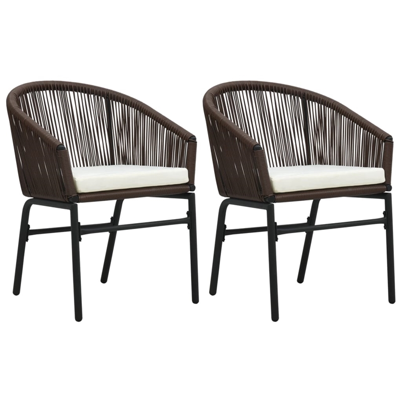 vidaXL Garden Dining Set Table in Black/Chair in Brown/Cushion Cream White