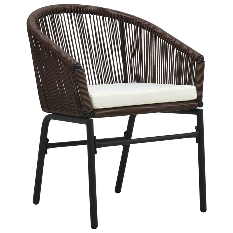 vidaXL Garden Dining Set Table in Black/Chair in Brown/Cushion Cream White