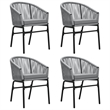 vidaXL Garden Dining Set Table in Black/Chairs in Gray