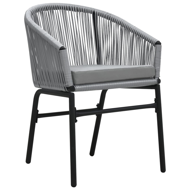 vidaXL Garden Dining Set Table in Black/Chairs in Gray