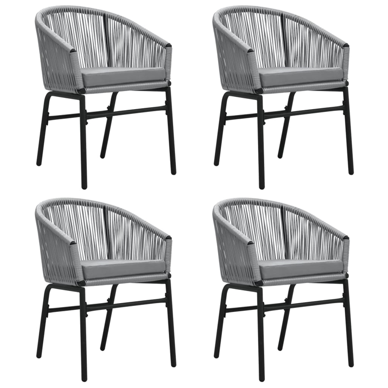 vidaXL Garden Dining Set Table in Black/Chairs in Gray