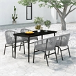 vidaXL Garden Dining Set Table in Black/Chairs in Gray