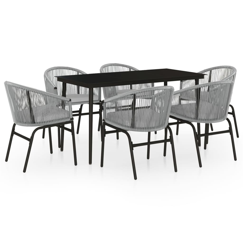 vidaXL Powder-Coated Steel Garden Dining Set in Black