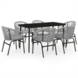 vidaXL Powder-Coated Steel Garden Dining Set in Black