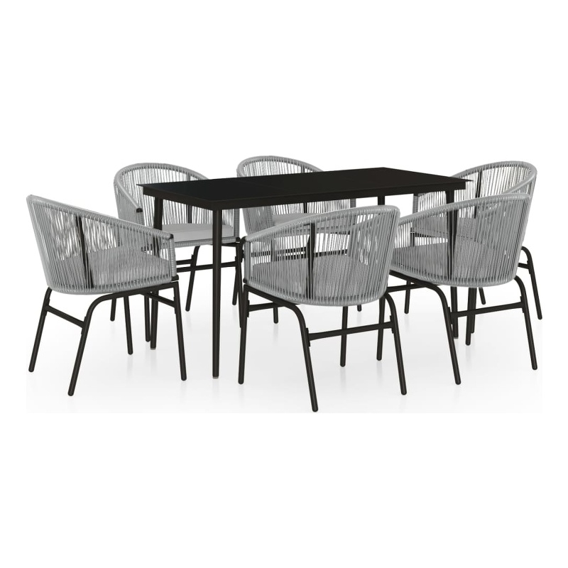 vidaXL Powder-Coated Steel Garden Dining Set in Black