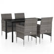 vidaXL Garden Dining Set in Gray and Black