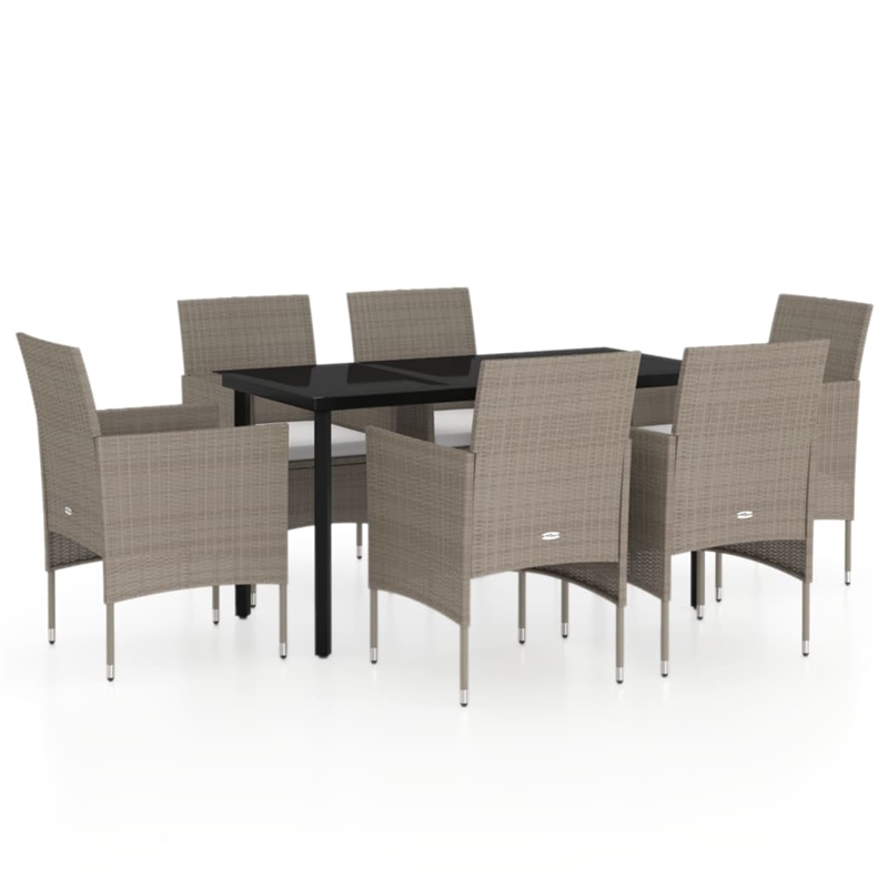 vidaXL Garden Dining Set in Beige and Black