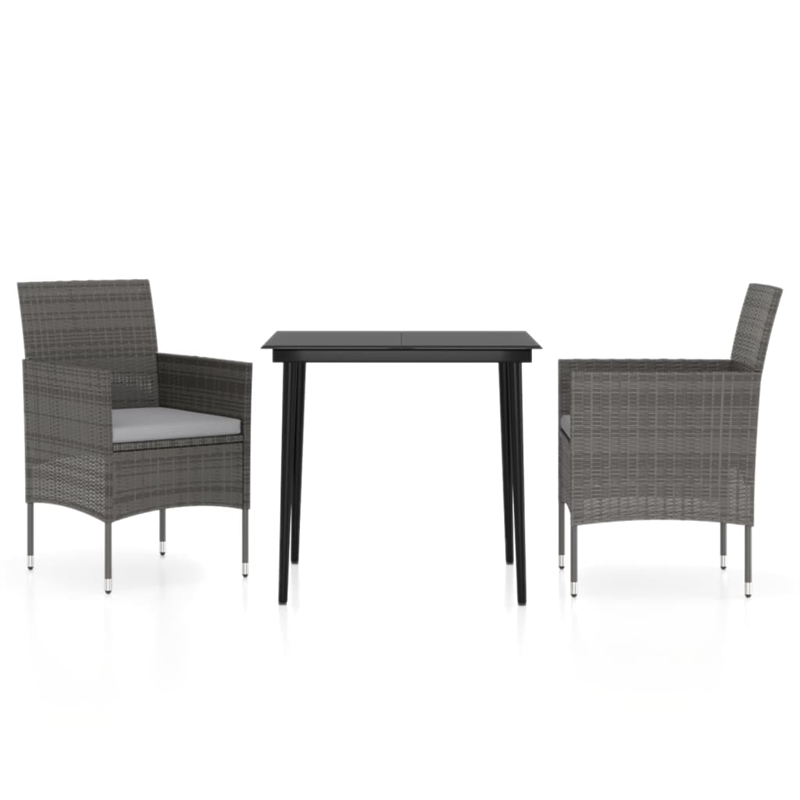 vidaXL Garden Dining Set in Gray and Black PE Rattan Medium Durable