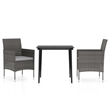 vidaXL Garden Dining Set in Gray and Black PE Rattan Medium Durable