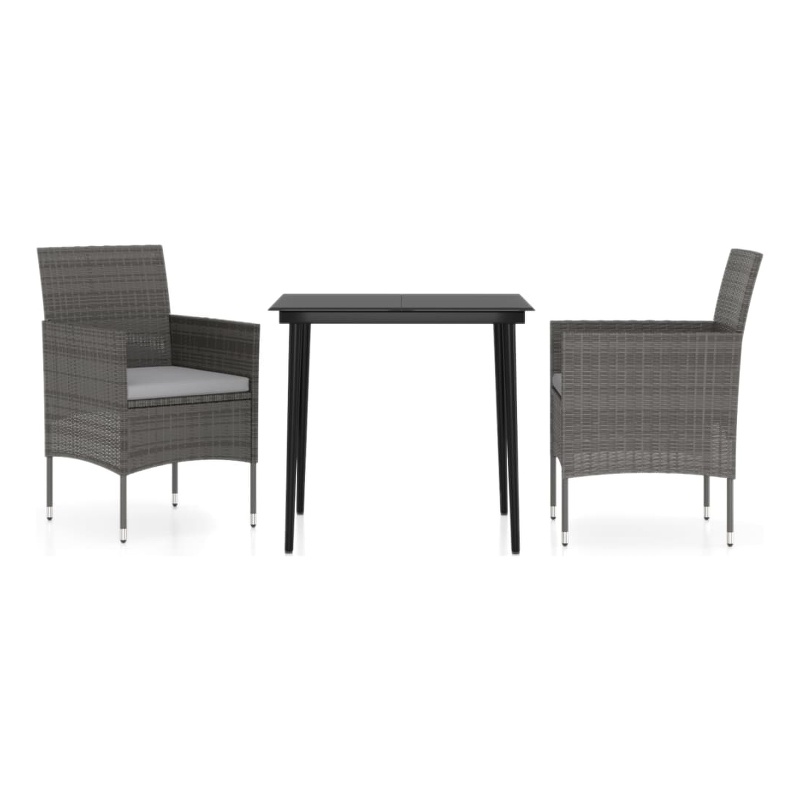 vidaXL Garden Dining Set in Gray and Black PE Rattan Medium Durable