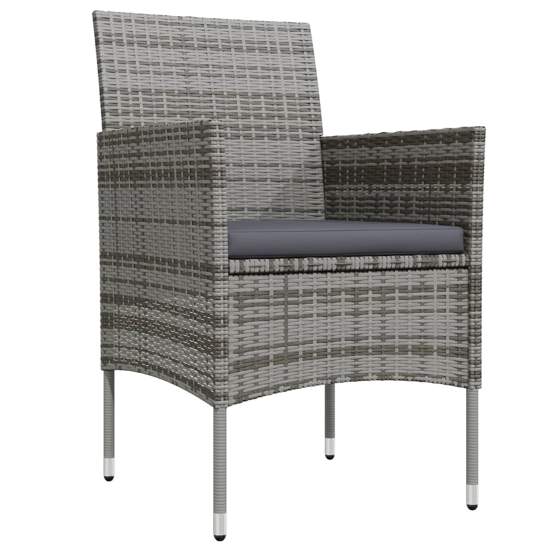 vidaXL PE Rattan 5 Piece Set Durable Garden Dining Set in Gray and Black