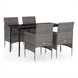 vidaXL PE Rattan 5 Piece Set Durable Garden Dining Set in Gray and Black