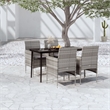 vidaXL PE Rattan 5 Piece Set Durable Garden Dining Set in Gray and Black