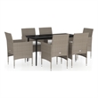 vidaXL Garden Dining Set in Beige and Black