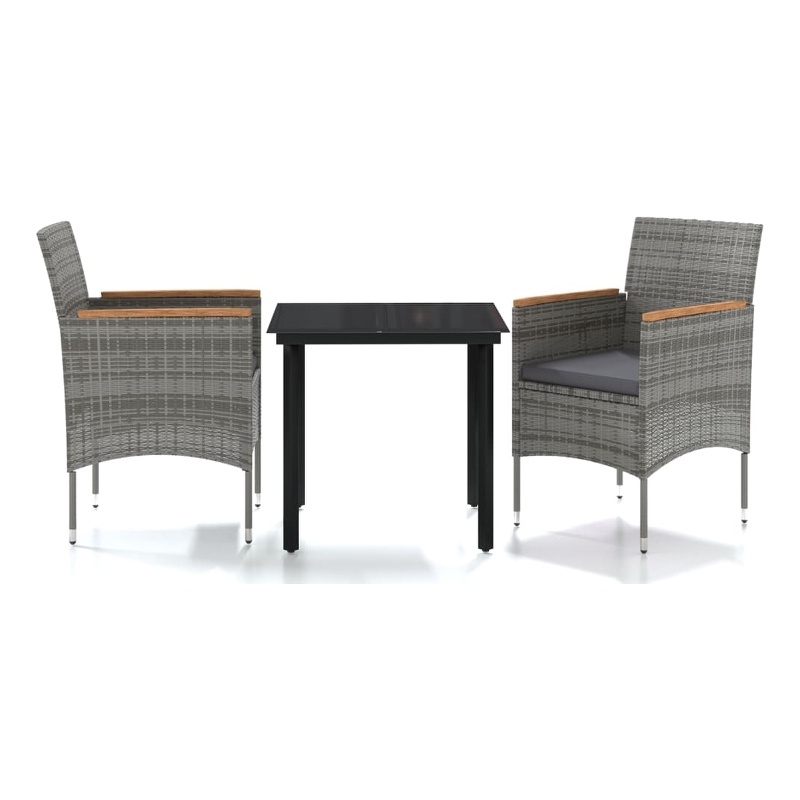 vidaXL Garden Dining Set in Gray and Black