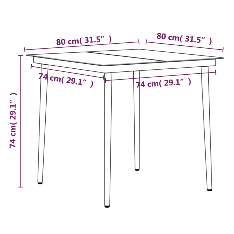 vidaXL Garden Dining Set in Gray and Black
