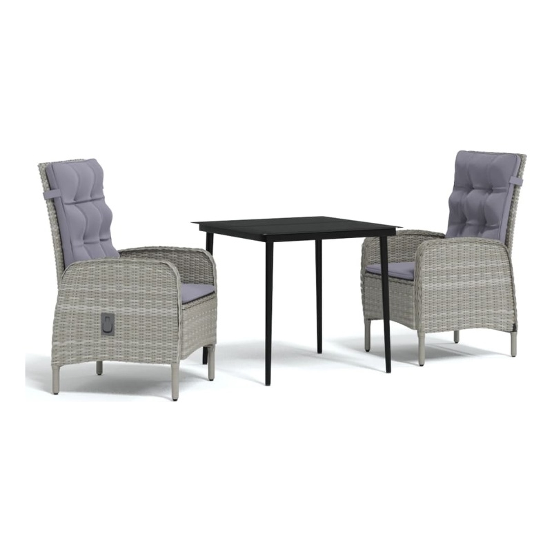 vidaXL Garden Dining Set in Gray and Black