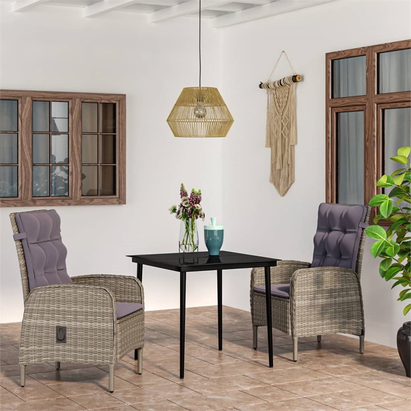 vidaXL Garden Dining Set in Gray and Black