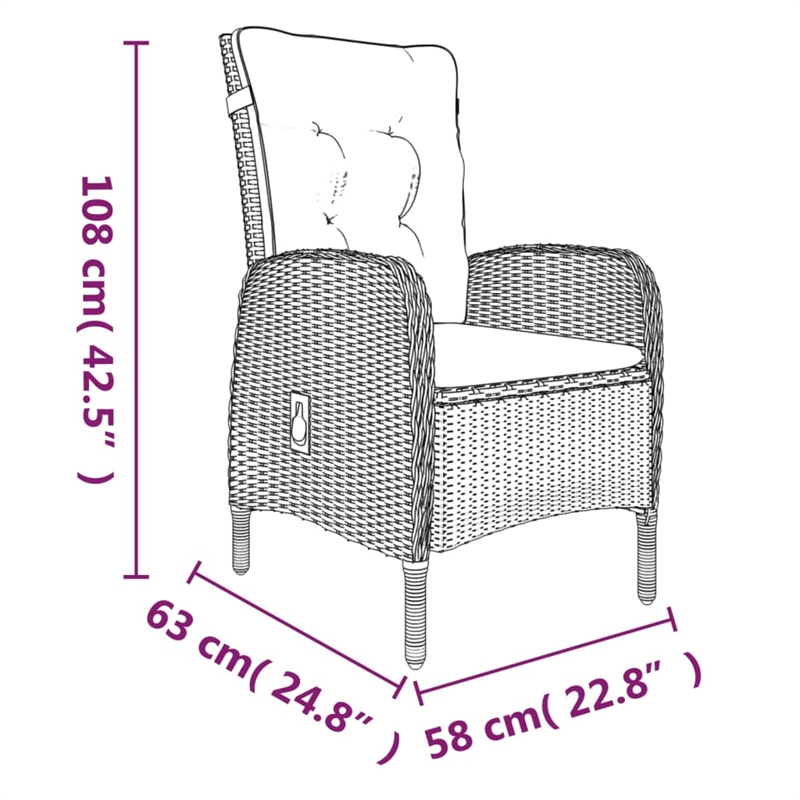 vidaXL Garden Dining Set in Gray and Black