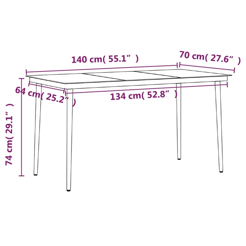 vidaXL Garden Dining Set in Gray and Black