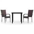 vidaXL PE Rattan Small Durable Garden Dining Set in Brown and Black