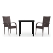 vidaXL PE Rattan Small Durable Garden Dining Set in Brown and Black
