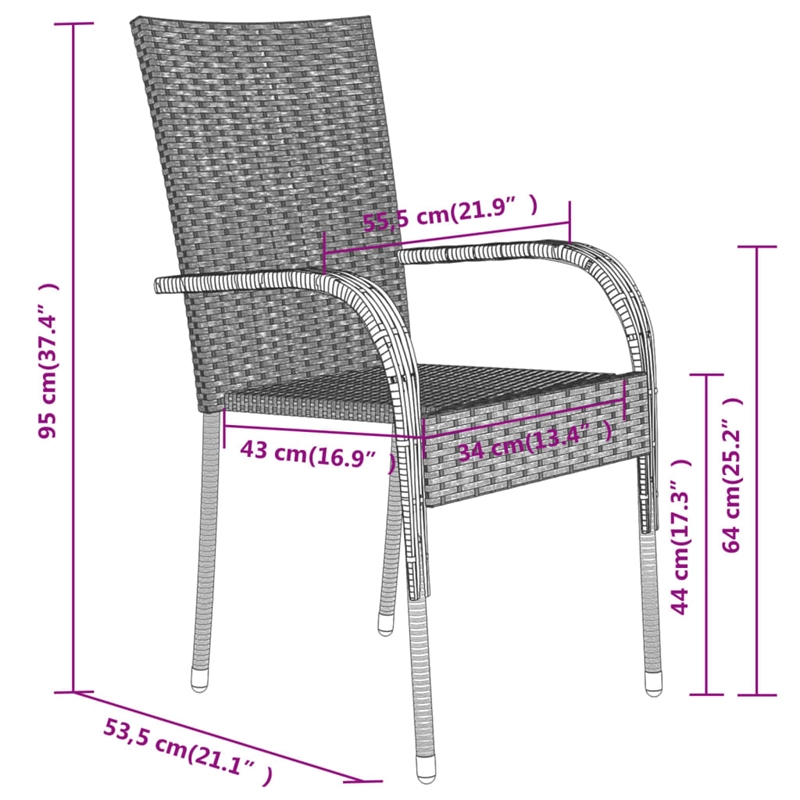 vidaXL Garden Dining Set in Brown and Black