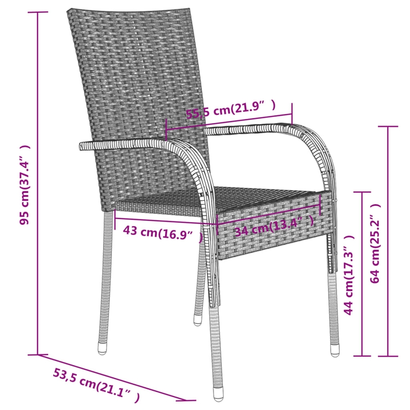 vidaXL Garden Dining Set in Gray and Black