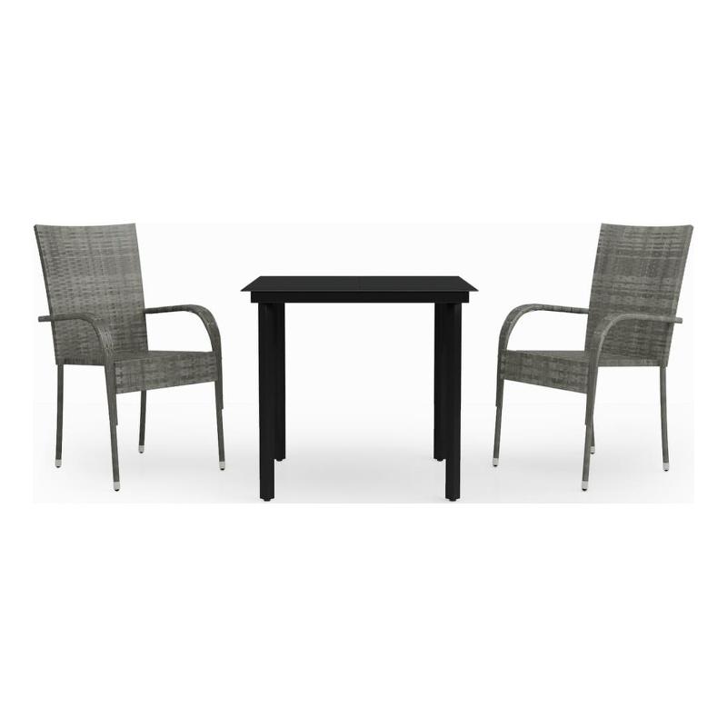 vidaXL Garden Dining Set in Gray and Black