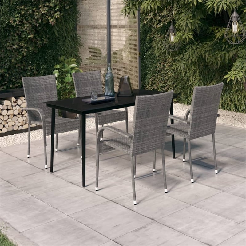 vidaXL Garden Dining Set in Gray and Black