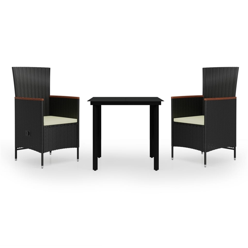 vidaXL Garden Dining Set in Black/Cream White