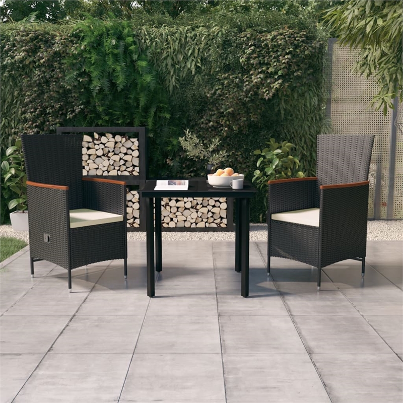 vidaXL Garden Dining Set in Black/Cream White