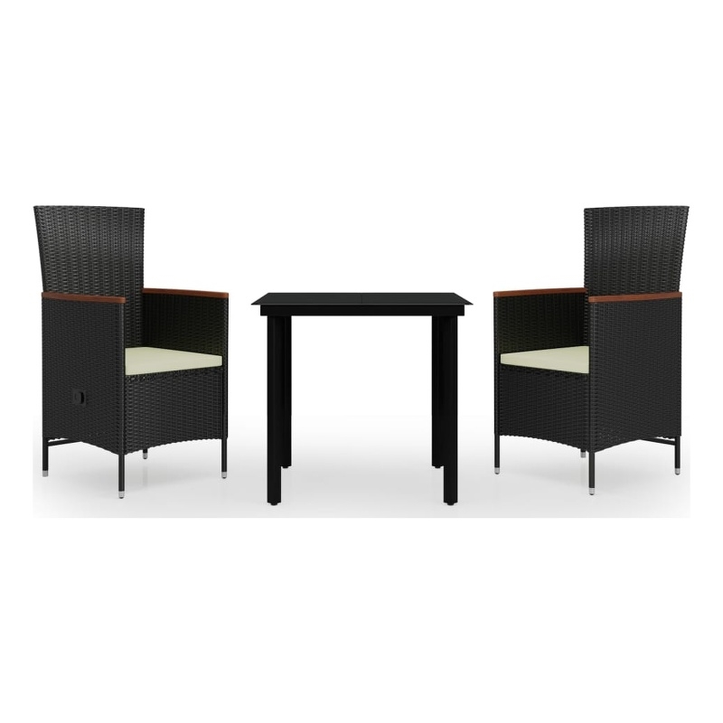 vidaXL Garden Dining Set in Black/Cream White