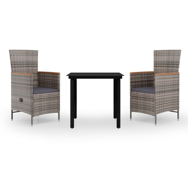 vidaXL PE Rattan Standard Foldable Garden Dining Set in Gray and Black