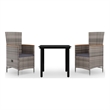 vidaXL PE Rattan Standard Foldable Garden Dining Set in Gray and Black