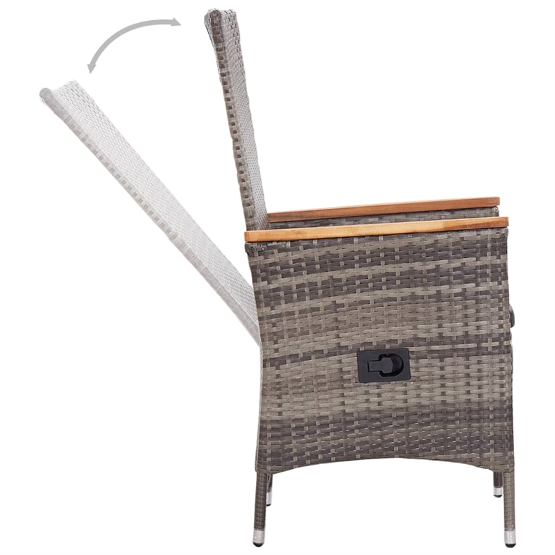 vidaXL Garden Dining Set in Gray and Black