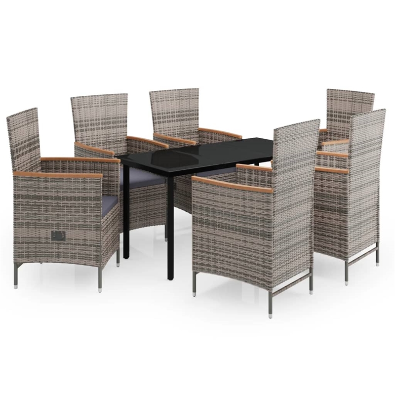 vidaXL Garden Dining Set in Gray/Black