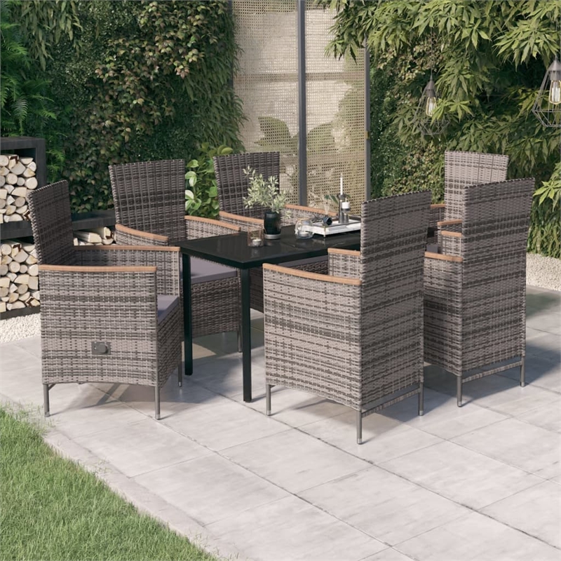 vidaXL Garden Dining Set in Gray/Black