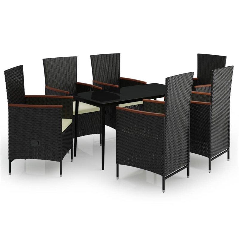vidaXL Garden Dining Set in Black/Cream White