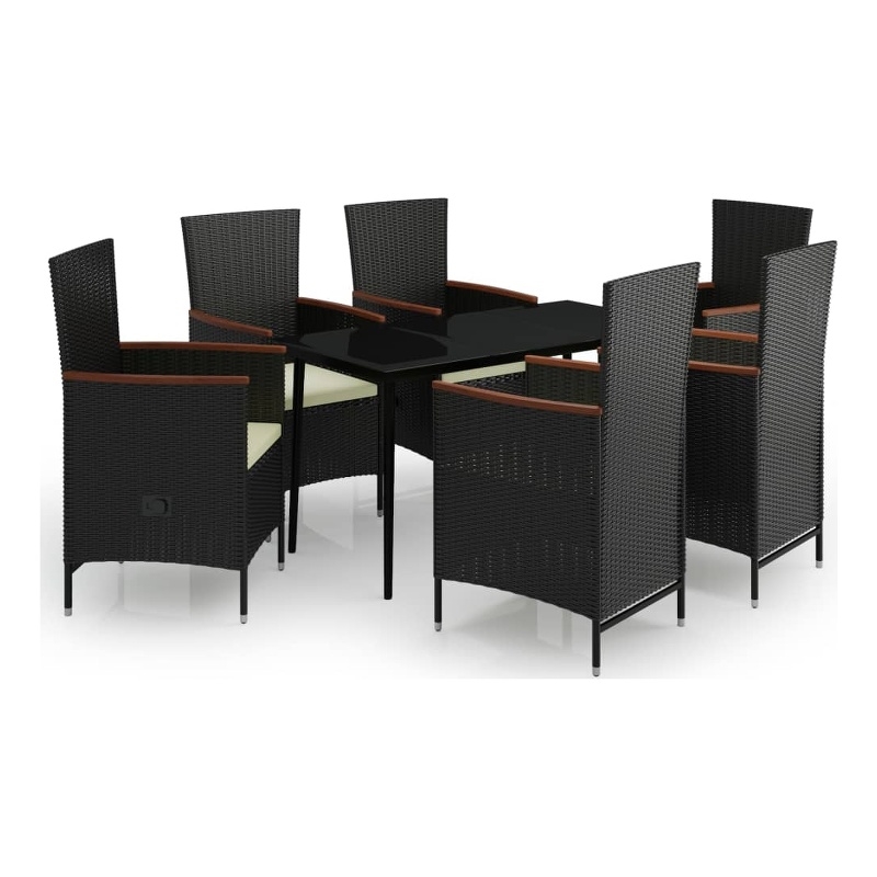 vidaXL Garden Dining Set in Black/Cream White