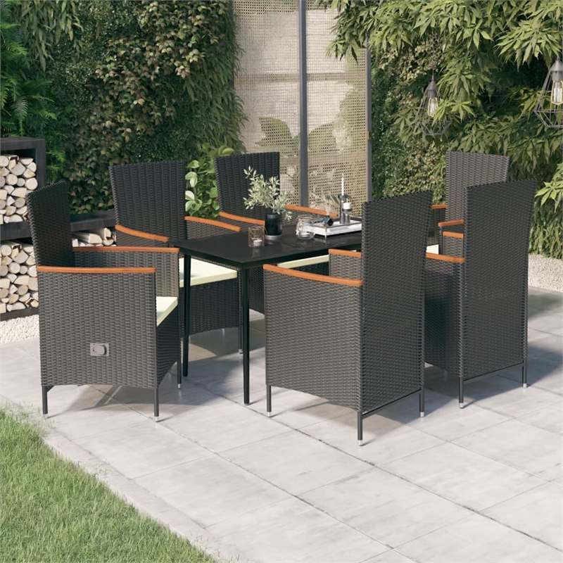 vidaXL Garden Dining Set in Black/Cream White