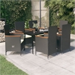vidaXL Garden Dining Set in Black/Cream White