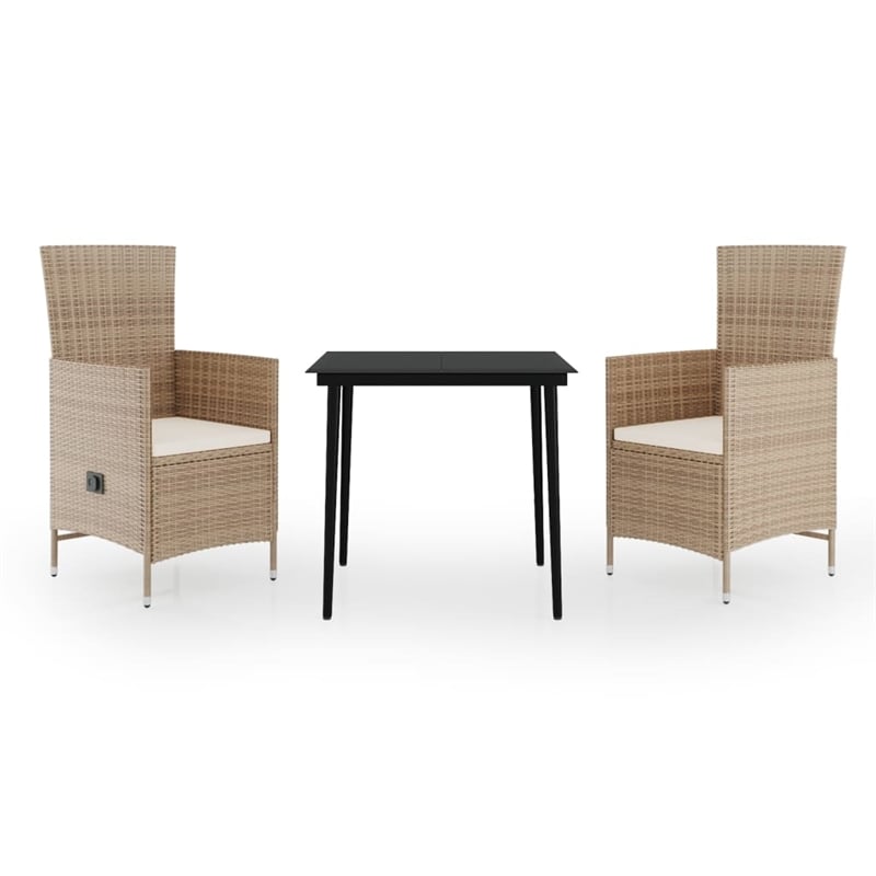 vidaXL Garden Dining Set in Beige and Black