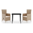 vidaXL Garden Dining Set in Beige and Black