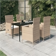 vidaXL PE Rattan 5 Piece Garden Dining Set in Beige and Black