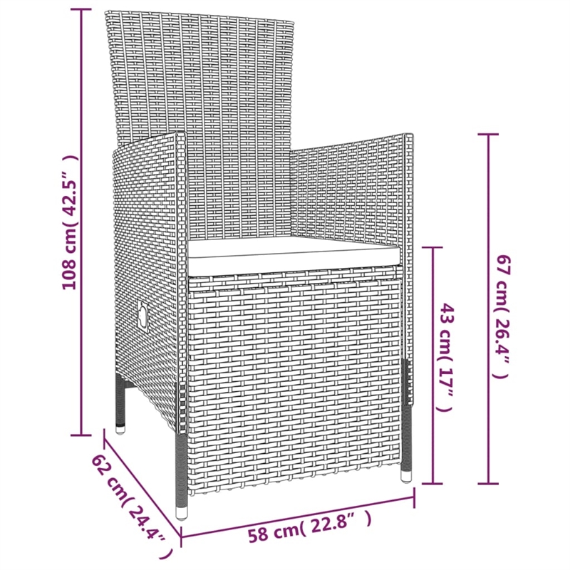 vidaXL Garden Dining Set in Beige and Black