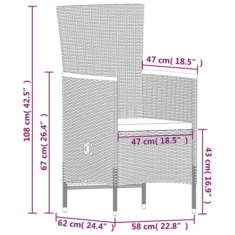 vidaXL Garden Dining Set in Black and Cream White