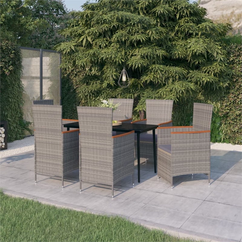 vidaXL Garden Dining Set in Gray and Black With in Dark Gray Cushions