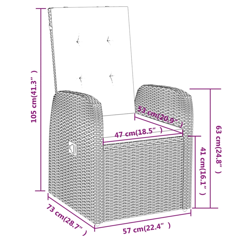 vidaXL Garden Dining Set in Gray and Black