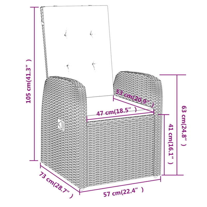 vidaXL Garden Dining Set in Gray and Black